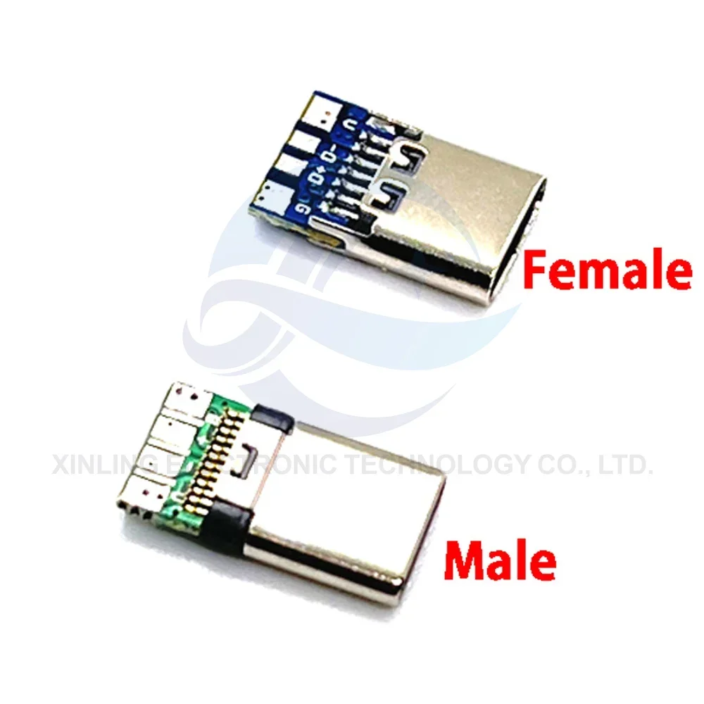 Conectores USB 3,1 tipo c macho/hembra Jack Tail 24 pines usb macho enchufe terminales eléctricos soldadura DIY cable de datos soporte placa PCB - imagen 5