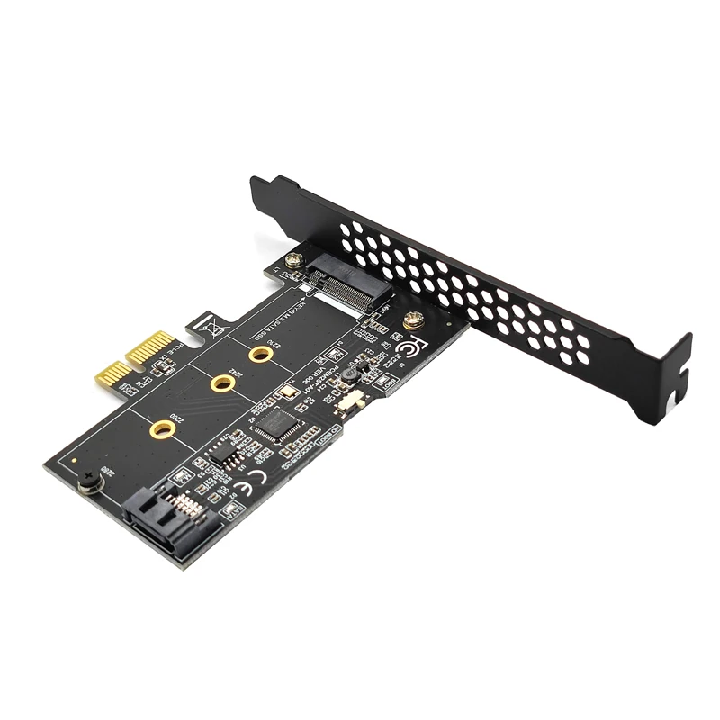 PCIE 1X a SATA3.0 + M2 NGFF 6Gb tarjeta elevadora PCI E Express tarjeta de expansión controlador Sata M.2 NGFF B-Key SSD adaptador agregar tarjetas - imagen 5