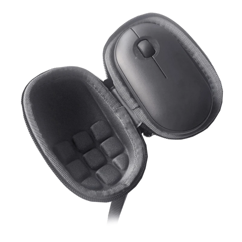 Bolsa de almacenamiento de transporte negra, forro gris para ratón inalámbrico Logitech Pebble M350 - imagen 2