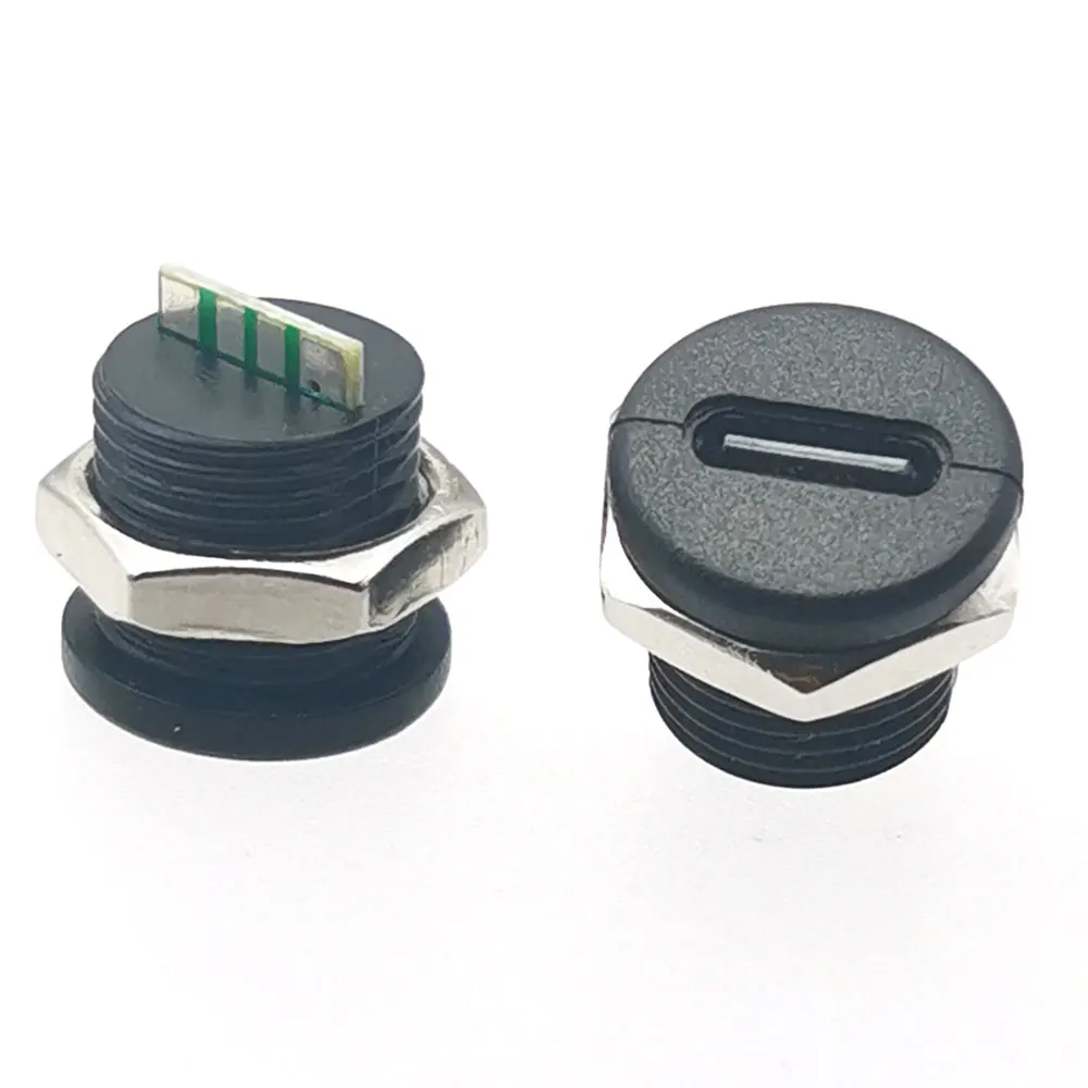Tuerca de enchufe de carga, placa de bloqueo a presión, piezas USB hembra tipo C, conector hembra impermeable, 10 USB-C, 4 pines, 3A, 5V - imagen 5