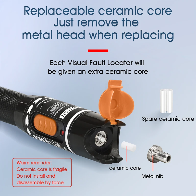 Localizador Visual de fallos FTTH, 10mW, pluma probadora de Cable de fibra óptica de alta calidad, interfaz SC/FC/ST de 2,5mm, herramienta de prueba de fibra óptica VFL - imagen 5