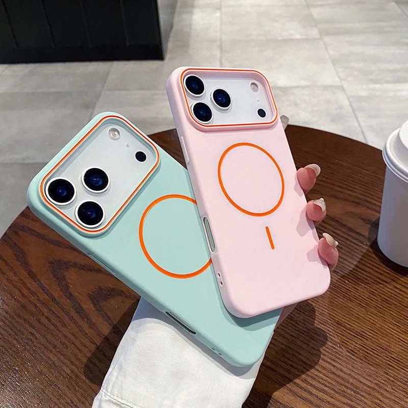 Para Magsafe carga inalámbrica magnética de lujo Color sólido mate TPU parachoques funda de teléfono para iPhone 17 Pro Max/17/17 Pro Air Cover - imagen 3