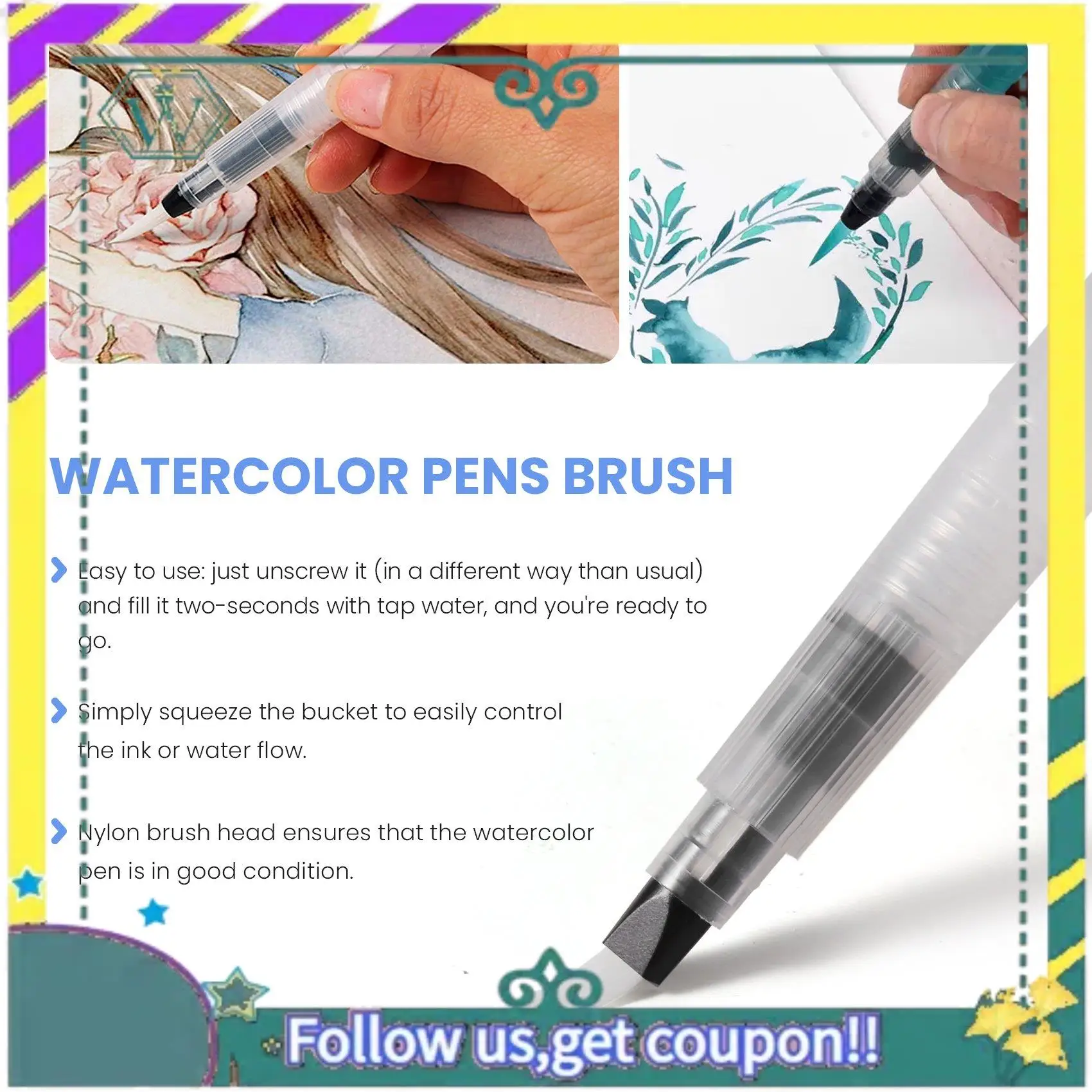 Nuevo juego de 12 Uds de pinceles para acuarelas, bolígrafos de pintura de acuarela, marcadores a base de agua, lápiz de colores Soluble en agua - imagen 4