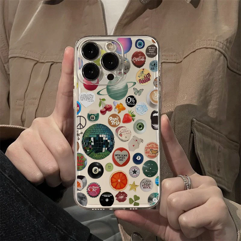 Funda de teléfono estética con círculo redondo Vintage de los años 70 para iPhone 16 15 14 13 12 11 Mini Pro Max X XR XSMax 7 8 Plus SE20