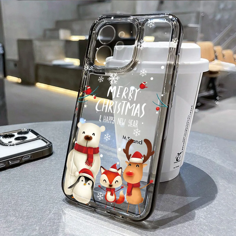 Funda de teléfono Feliz Navidad para iPhone 11 16 Pro Max 13 15 14 12 16promax 15promax 14promax Funda de silicona suave transparente