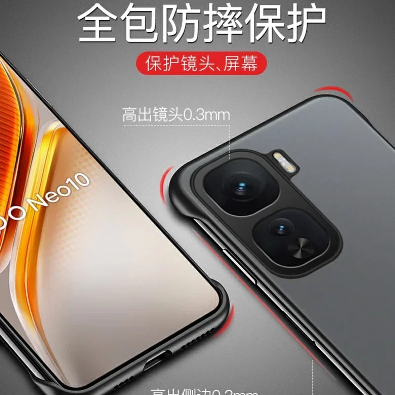 Para IQOO Neo 10 Pro funda con anillo sin marco mate PC cubierta de protección dura para IQOO Neo 9S Pro Plus Neo9 8 Pro funda de teléfono parachoques - imagen 5