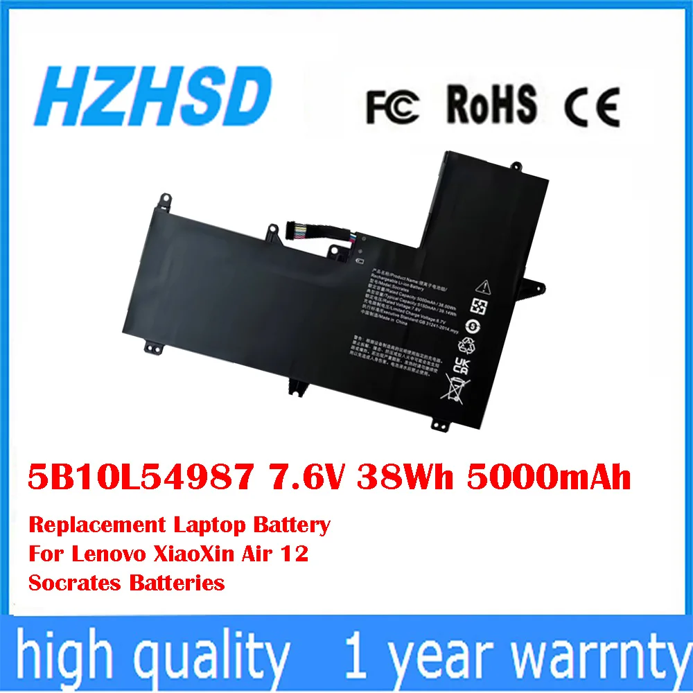 5B10L54987 7,6 V 38Wh 5000mAh batería de repuesto para ordenador portátil para Lenovo XiaoXin Air 12 Socrates baterías