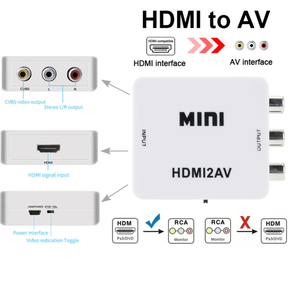Convertidor HDMI a AV RCA Escalador Video PC HDTV Compatibilidad - imagen 5