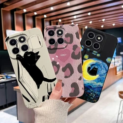 Honor X6C – Funda de Silicona Antideslizante con Gato Negro