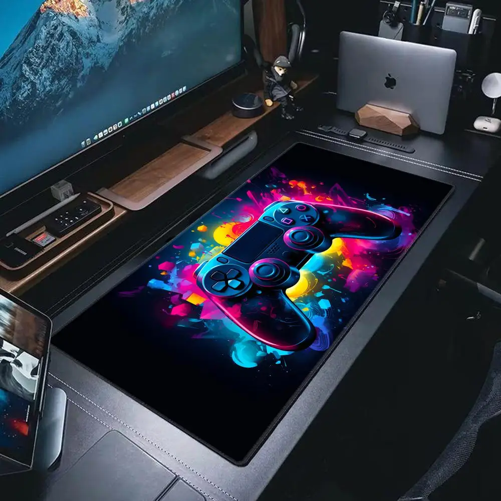 Alfombrilla de ratón grande para juegos, alfombrilla de escritorio con luz negra, Base de goma antideslizante, diseño de consola de juegos, alfombrilla de escritorio para jugadores, accesorios de juegos de oficina - imagen 3