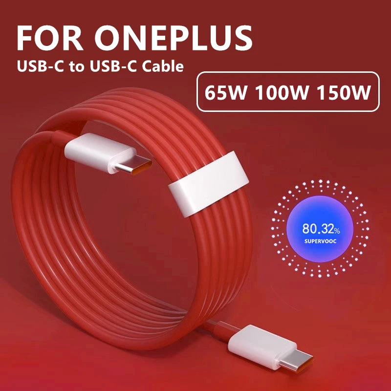 Cable de USB-C de carga rápida SuperVOOC Dual tipo C 65W 100W 150W para OnePlus 9 10 11 12 13 Nord 2T 3 N300 ACE 2 3 5 Pro OPPO realme