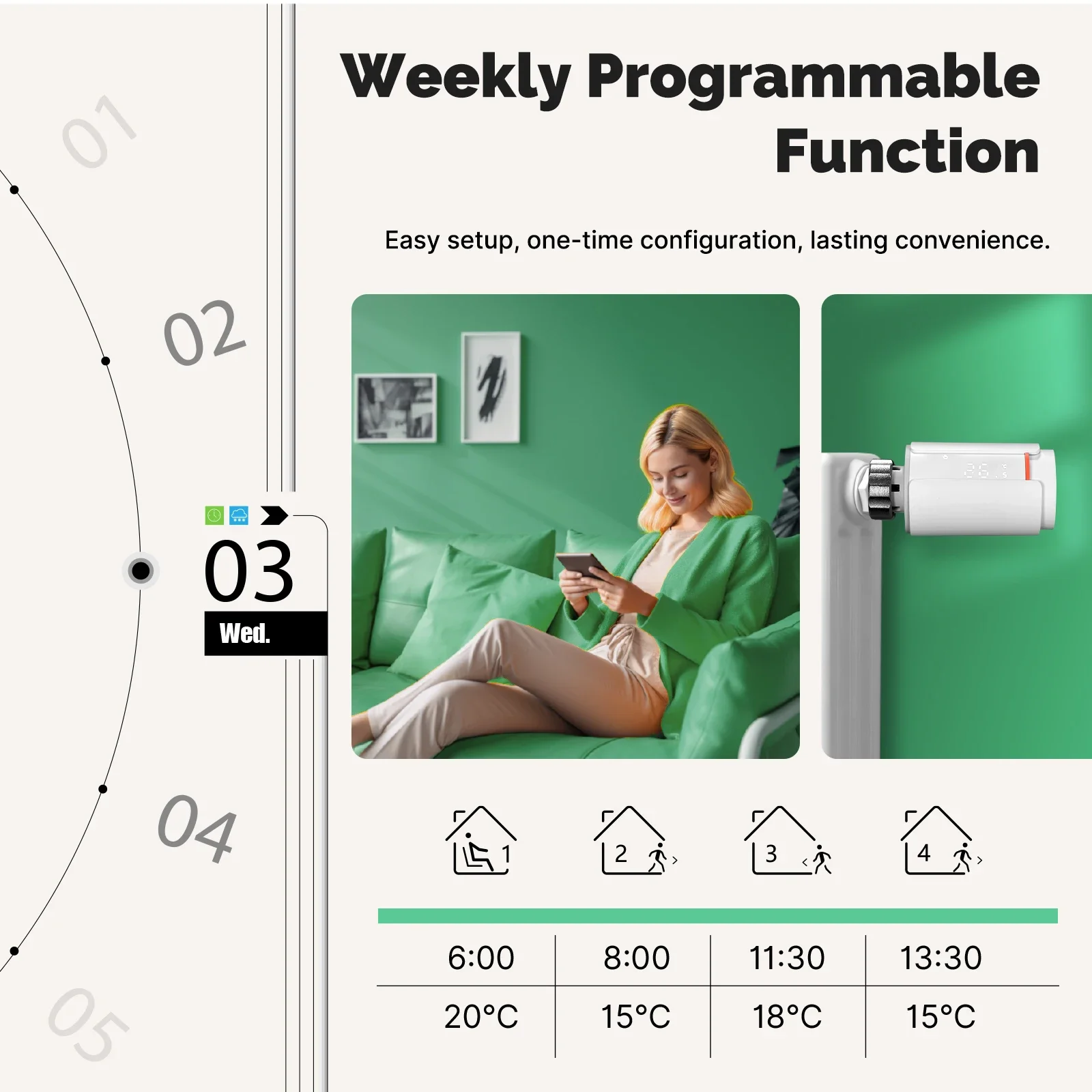 MOES Tuya-válvula termostática inteligente ZigBee para radiador, aplicación remota programable TRV, controlador de temperatura, compatible con Alexa y Google Home - imagen 3