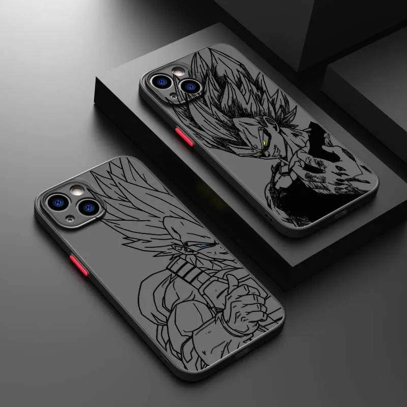D-Dragon Ball Vegeta Saiyan para Apple iPhone 17 16 15 14 13 12 11 Air Plus Pro Max funda de teléfono translúcida esmerilada