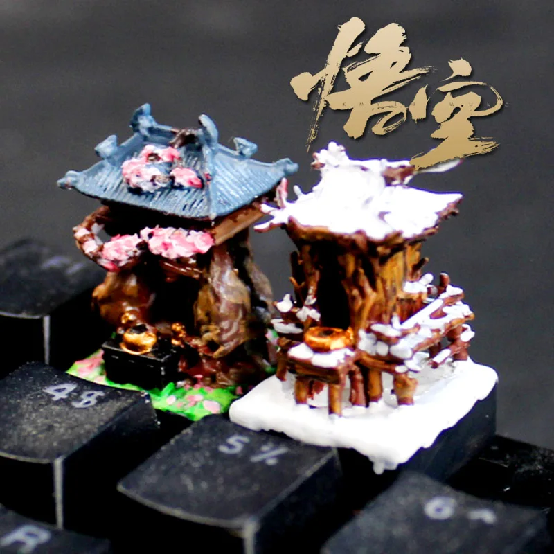 Mito Negro: Juego de teclas con tema del Templo de la Tierra de Wukong, teclas artesanales de resina 3D, teclas personalizadas para teclado mecánico