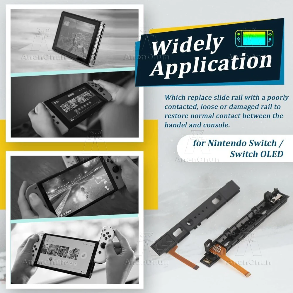 Riel deslizante para interruptor/interruptor OLED Joycon, Kit de reparación de repuesto con Cable flexible de Sensor, riel deslizante izquierdo y derecho, piezas duraderas de primera calidad - imagen 2