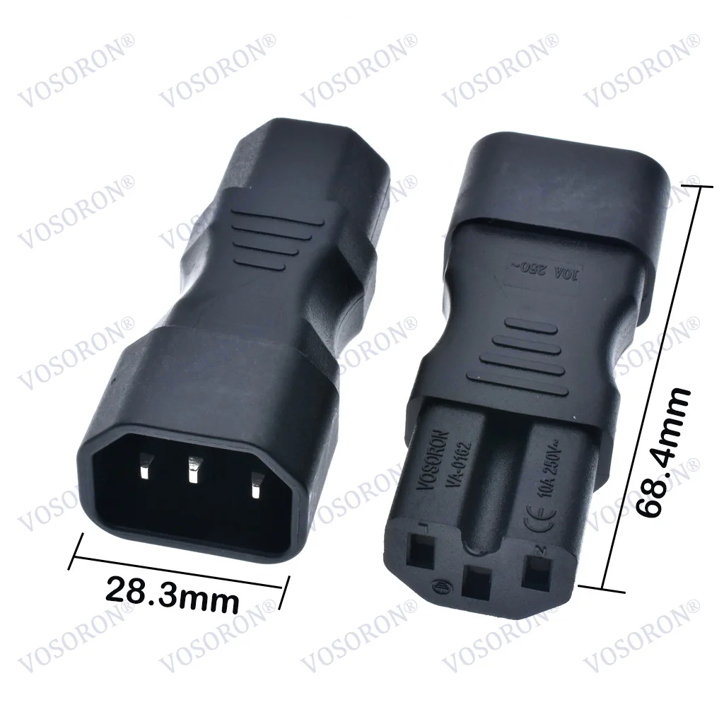 Adaptador de corriente hembra IEC 320 C14 macho a C15 enchufe adaptador de CA IEC 3 polos macho a hembra convertidor de CA recto 10A 250V * - imagen 2