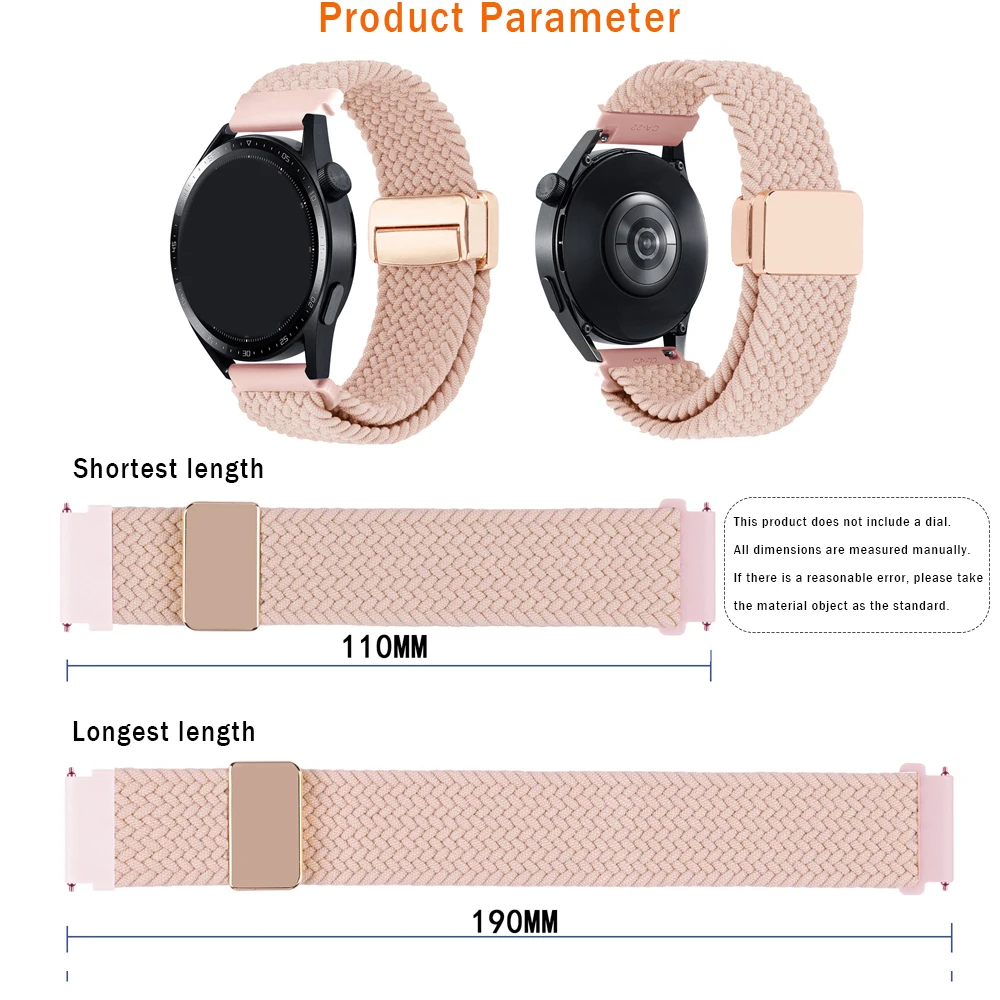 Correa de nailon de 20mm y 22mm para Amazfit GTR 4 3 Pro/GTS 4 2, banda trenzada para HUAWEI GT5/Garmin, accesorios para reloj, 2 uds. - imagen 4
