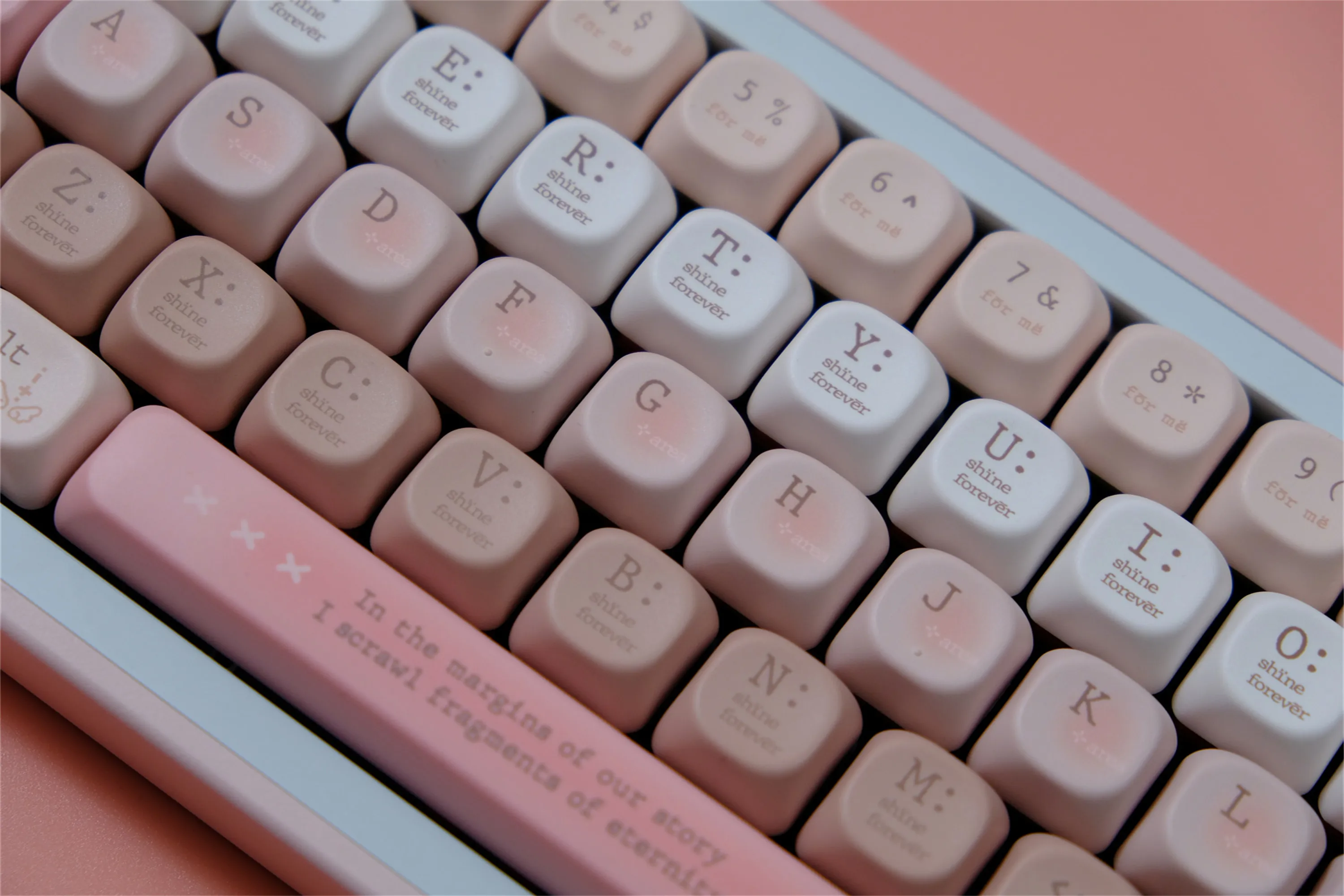 Teclas rosas románticas, 126 teclas, Material PBT, perfil MOA XOA para teclado mecánico MX Switch 61/64/68/75/84/87/96/98/104 - imagen 5