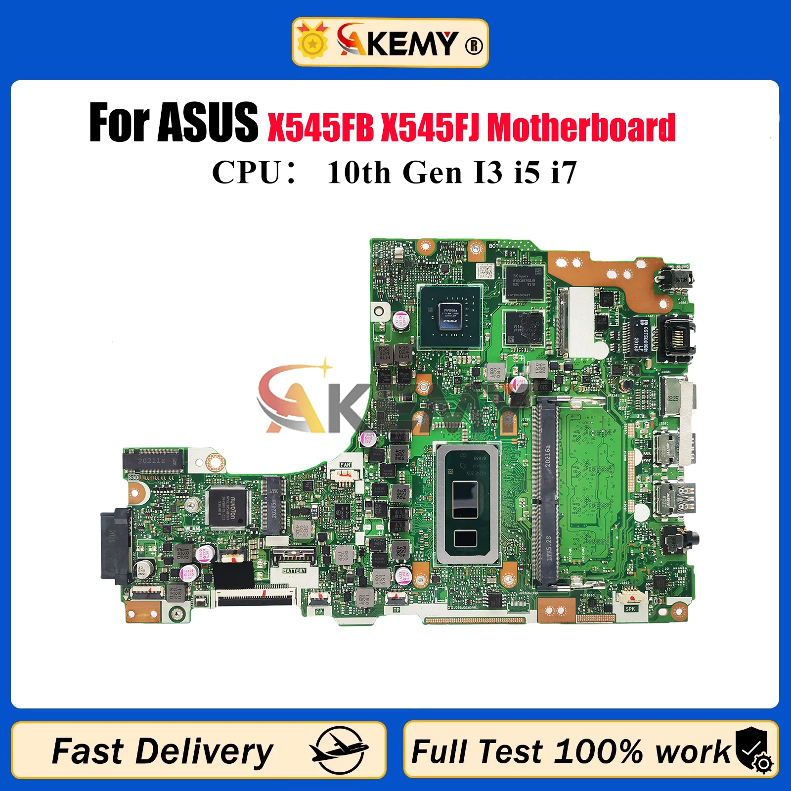 Placa base para ordenador portátil X545FB para ASUS VivoBook X545F X545FB X545FJ placa base para portátil con pruebas I3 i5 i7 de 10. a generación OK envío rápido