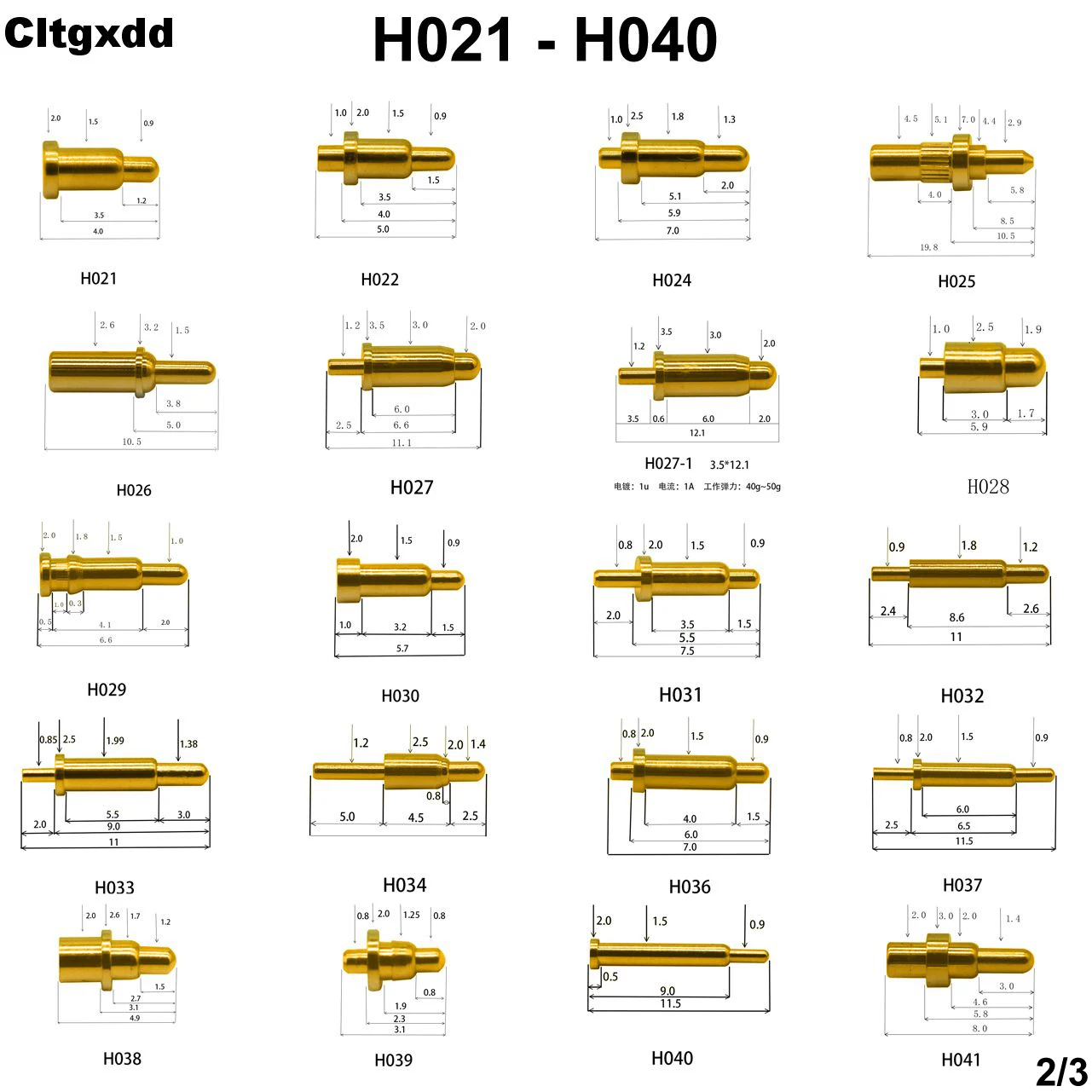 5 uds conector Pin Pogo batería Pogopin contacto con resorte aguja SMD PCB 2 3 4 5 6 7 8 9 10 12 14 MM sonda de prueba H021 - H040