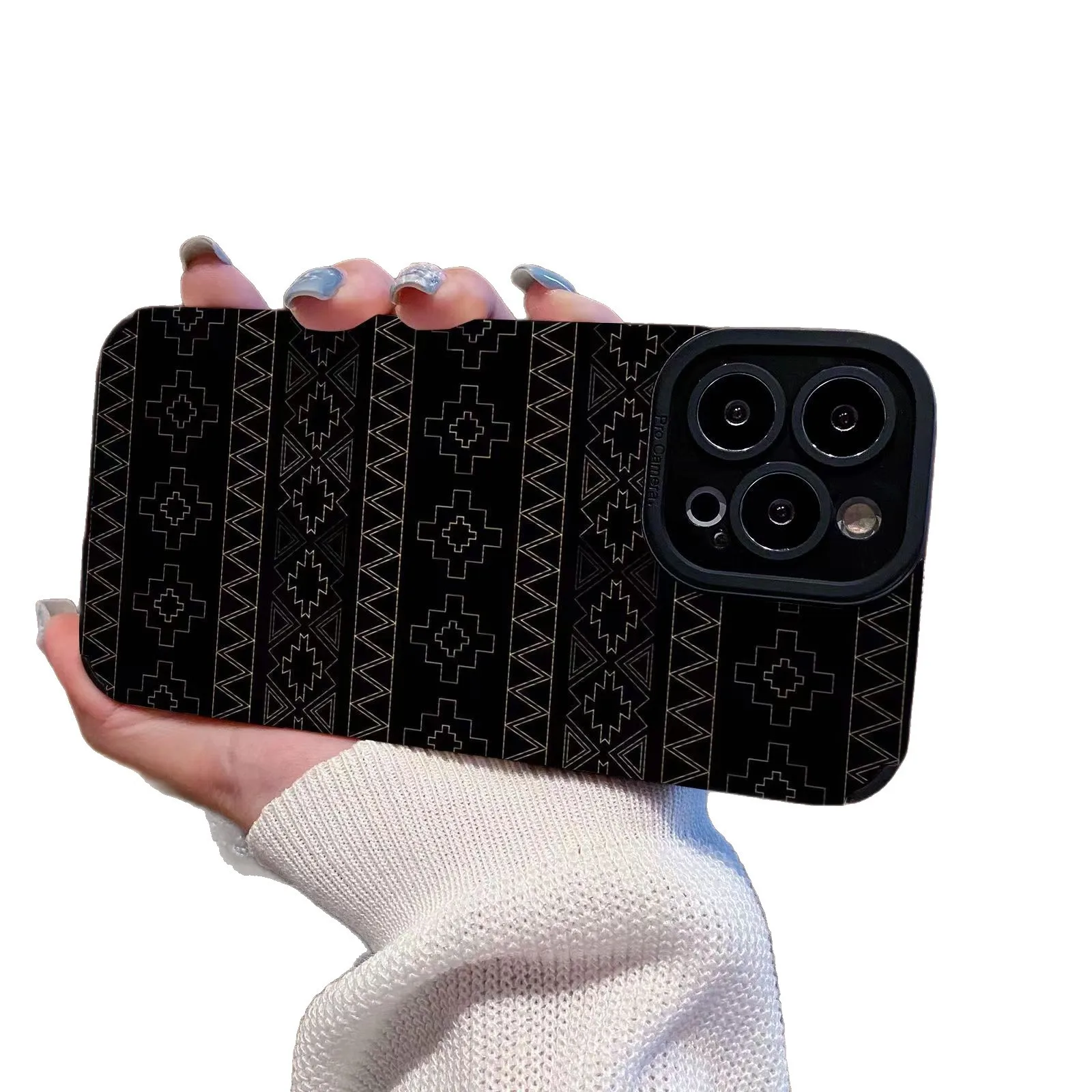 Para iPhone 16 Pro funda de cuero negro junta tótem funda de silicona para iPhone 15 Pro Max 14 Plus 11 12 13 Mini cubierta completa a prueba de golpes - imagen 3