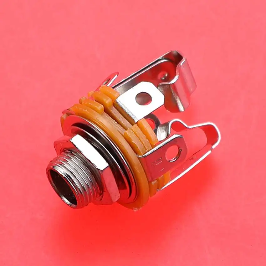 1 Uds. Conector de Audio Mono estéreo de 6,35mm conector hembra de 4 6 pines con tuerca de interruptor y arandela acabado en níquel conector de 6,35mm soldadura - imagen 4