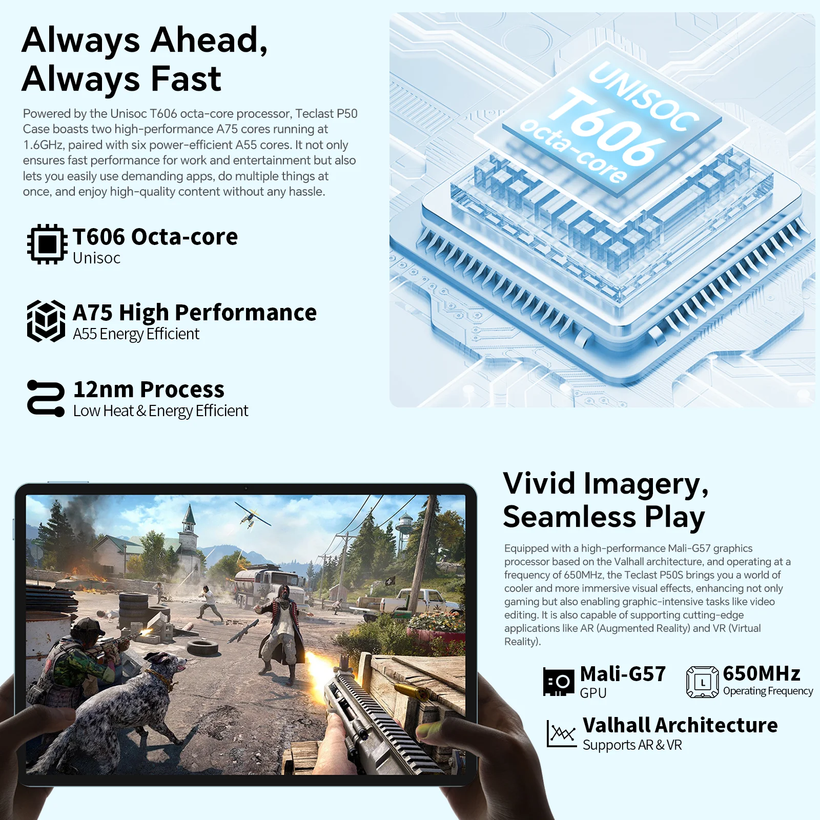 Teclast P50 Case Android 15 Tableta 11" 90Hz Máx 12GB (4GB+8GB Expansión) Ram 128 GB ROM T606 8-Core WideVine L1 7000MAH Tipo-C - imagen 4