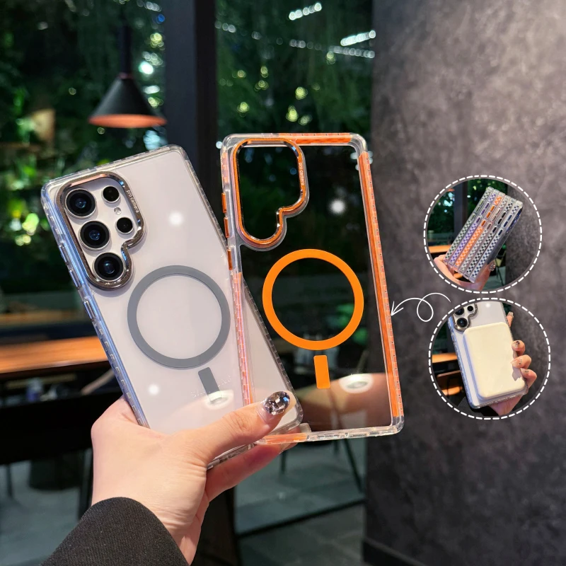 Magsafe-funda de teléfono con plano posterior, círculo de Color sólido con carga inalámbrica magnética, HD, para Samsung S25 Ultra S23 S22 S24 Ultra Plus - imagen 2