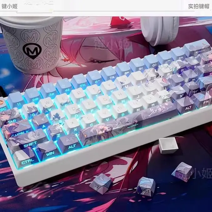 Honkai Impact Robin-teclas de Anime, tapa de teclado coreano, bonito perfil de cereza PBT, tapa de tecla para juegos, accesorios para teclado mecánico - imagen 2