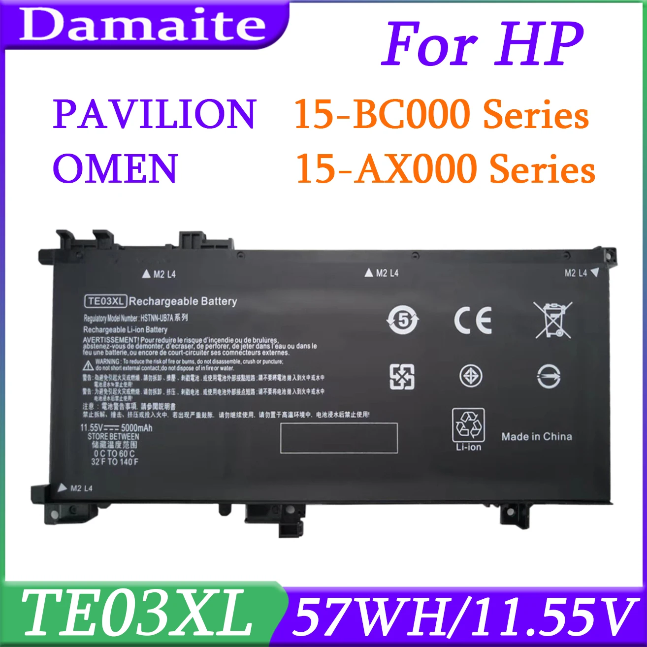 TE03XL batería del ordenador portátil para HP OMEN 15-bc011TX 15-bc012TX 15-bc013TX 15-AX015TX AX017TX TPN-Q173 HSTNN-UB7A 849570-541 849910-850