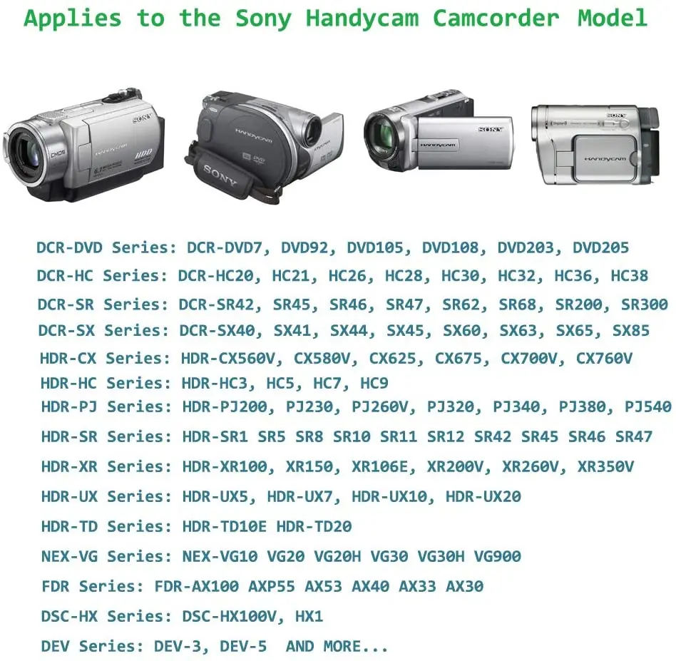 Convertidor de AC-L200 USB para videocámaras Sony, AC-L25A, SX44, SR45, SR47, SX63, SX65, SX85, DVD105, DVD108, DVD610, DCR-SX40 - imagen 3
