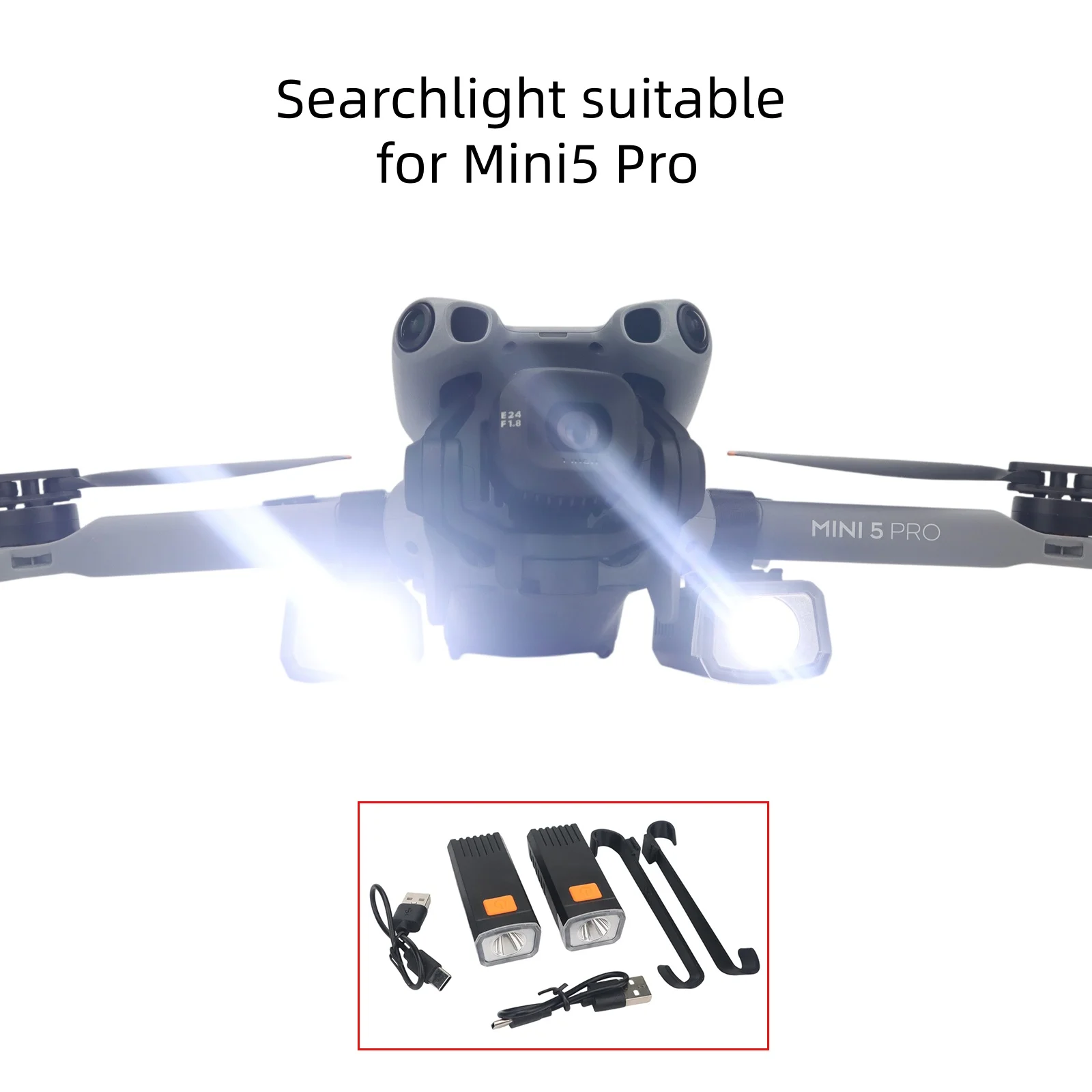 Reflector doble para DJI MINI 5 Pro, luz nocturna recargable con soporte, luces LED ligeras para accesorios DJI MINI 5 Pro - imagen 3