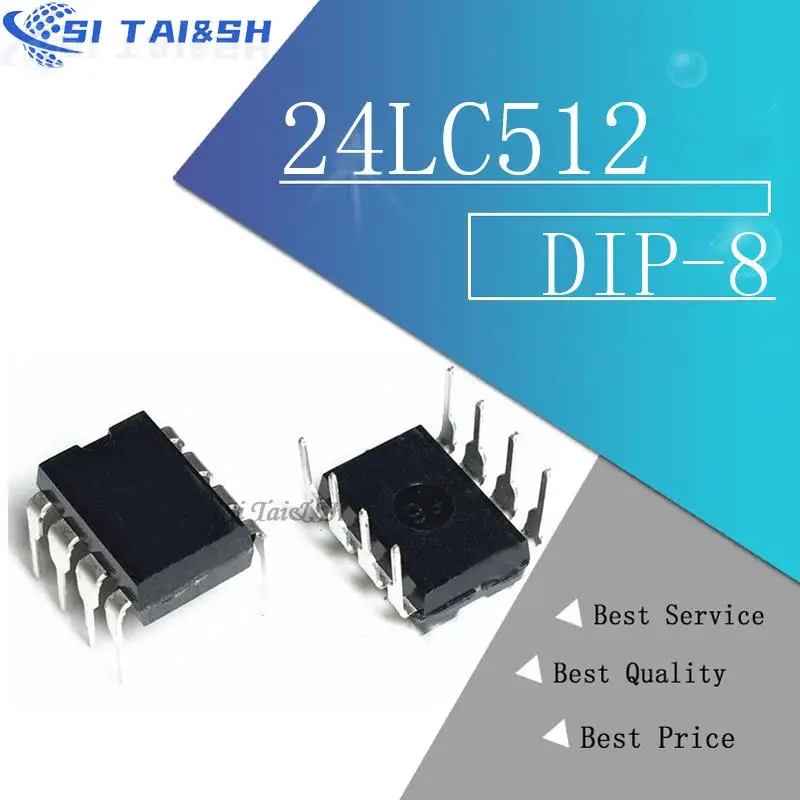 Lote de 5 unidades 24LC512I/P 24LC512 512K I2C Serial EEPROM