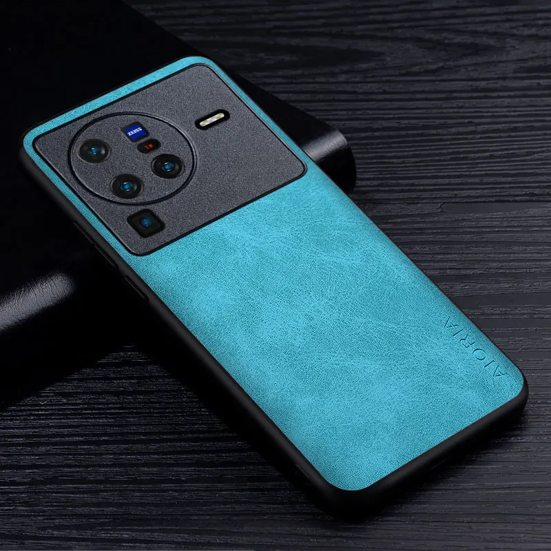 Funda de teléfono de cuero PU Premium para Vivo X80 X60 X50 Pro, cubierta protectora de Color sólido resistente a los arañazos - imagen 3