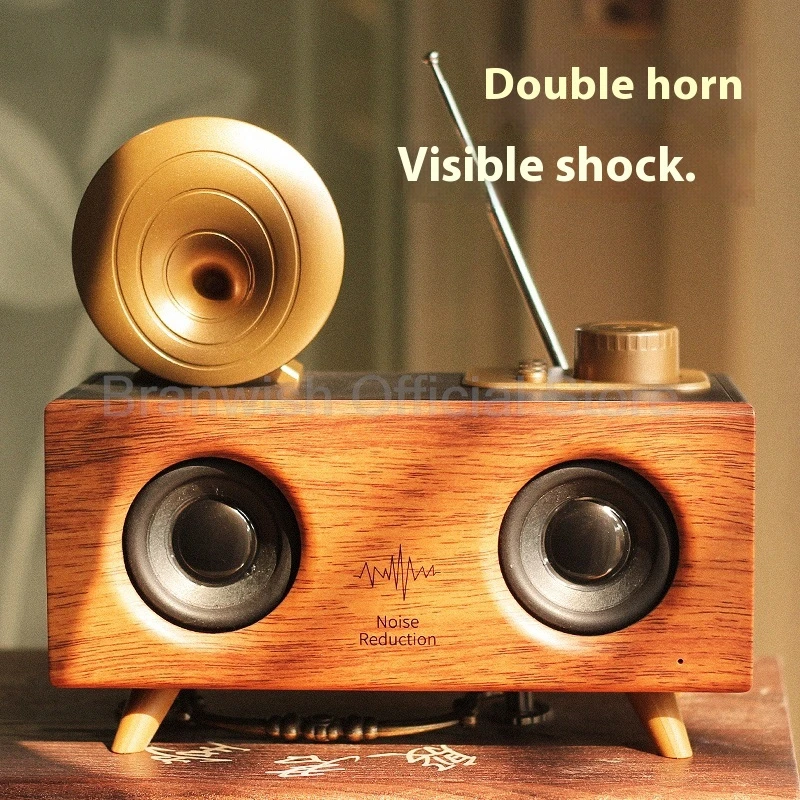 Altavoz Bluetooth de madera, altavoces inalámbricos portátiles para exteriores con Radio FM, tarjeta TF, reproducción USB, caja de sonido 10H para viajes en casa - imagen 3
