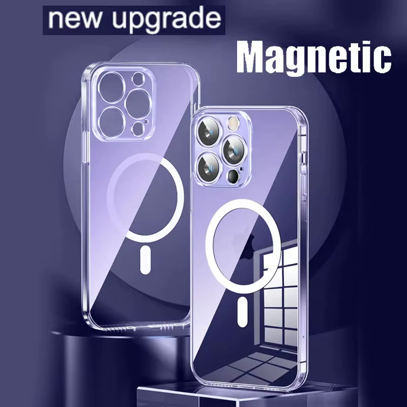 Funda de teléfono magnética transparente para iPhone, 11, 13, 12, 14, 15 Pro Max, Mini, XR, X, XS, MAX, 7, 8 Plus, SE, Magsafe, funda de silicona de carga inalámbrica - imagen 2