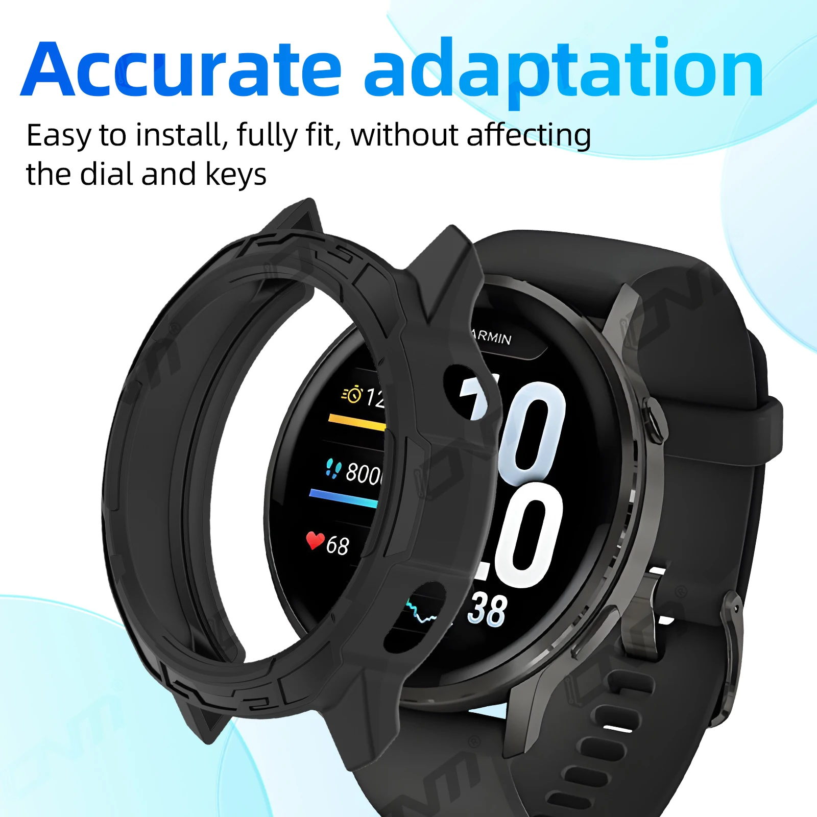 Vidrio 2 en 1 + funda para Garmin Venu 4 41 mm 45 mm, protector de pantalla de vidrio templado y accesorios de cubierta protectora de silicona para parachoques - imagen 5