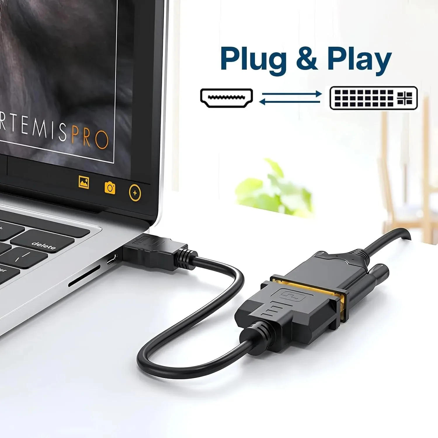 Adaptador HDMI a DVI de 1080P, Cable bidireccional DVI 24 + 24 + 5 pines a HDMI para Monitor de tarjeta gráfica de PC PS4 - imagen 2