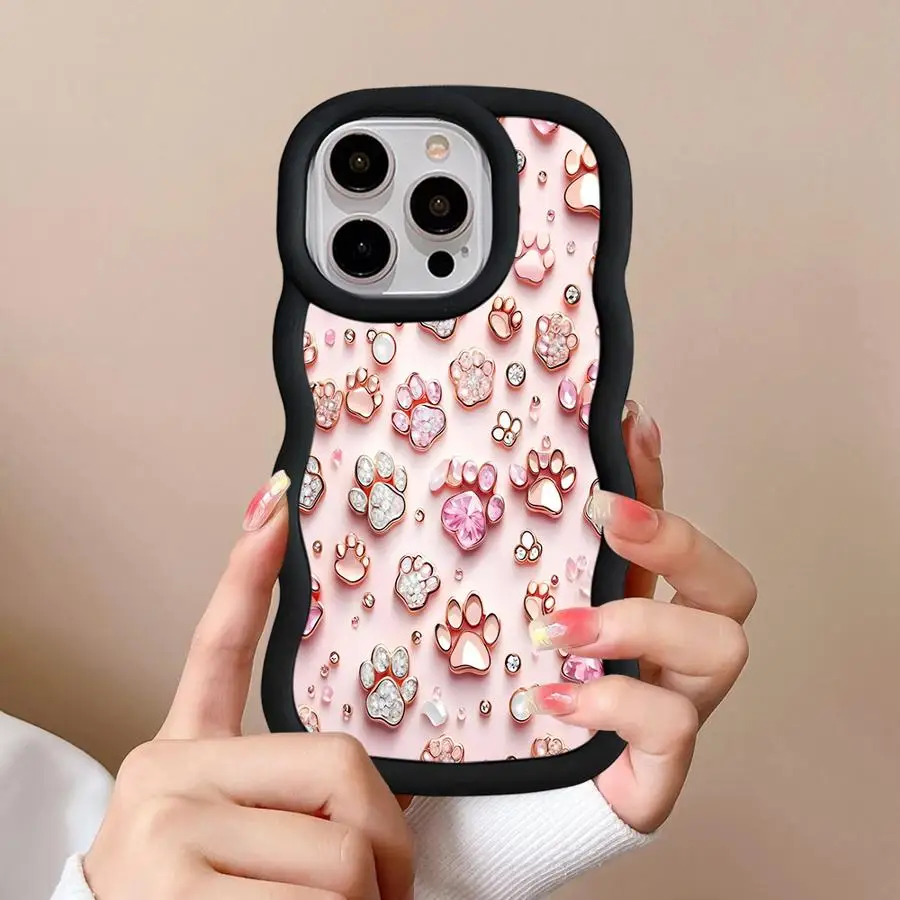 Funda de teléfono suave para iPhone 17 Air 8 12 15 Plus XR 13 16 Pro Max 14 11 Estampado de pata rosa - imagen 3
