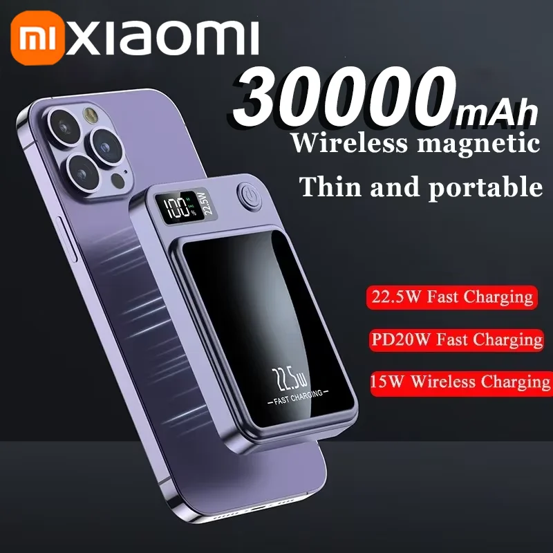 Xiaomi Mijia-Banco de energía inalámbrico magnético, cargador rápido de 30000mAh para batería auxiliar portátil Magsafe para Iphone y Huawei - imagen 3