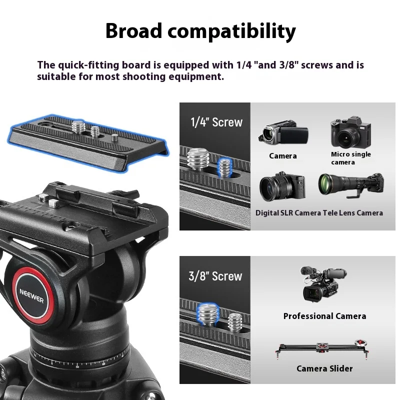 NEEWER TP74 Gimbal hidráulico con trípode de alta resistencia 360 ° Trípode profesional personalizado del soporte del estabilizador de la aleación de aluminio del movimiento del espejo - imagen 4