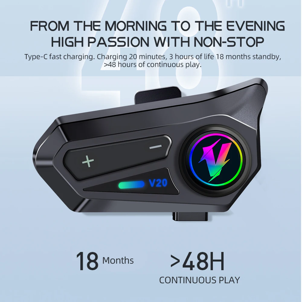 Auriculares inalámbricos para casco, cascos con Bluetooth 5,3, manos libres, Kit de teléfono para motocicleta, resistentes al agua, reproductor de música MP3, altavoz para Moto - imagen 5