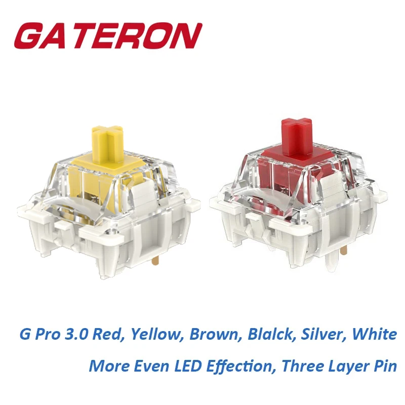 GATERON G Pro 3,0 interruptor lineal táctil, 5 pines, SMD, RGB, rojo, plateado, amarillo, Teclado mecánico prelumado