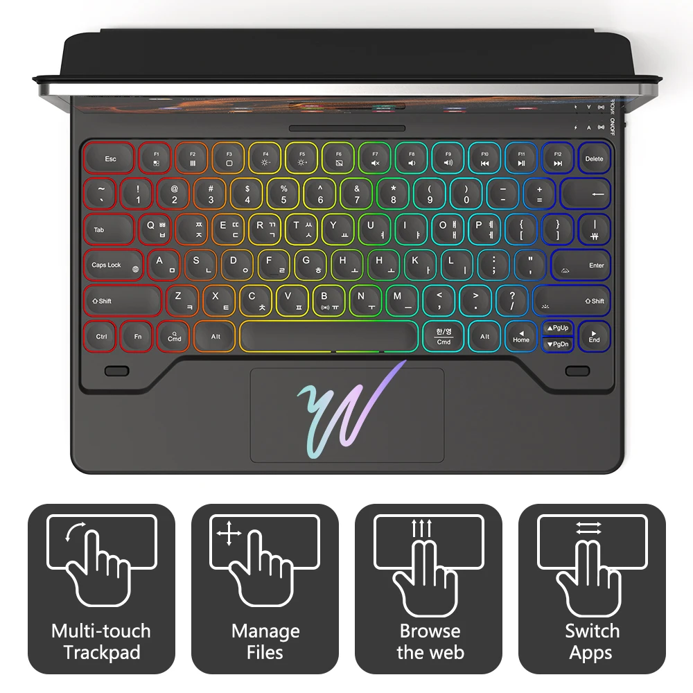 GOOJODOQ Funda con teclado mágico para Samsung Galaxy Tab S8+/ S8 Plus/ S7 FE/ S7 Plus Teclado retroiluminado con trackpad multiángulo de 12,4 pulgadas - imagen 3