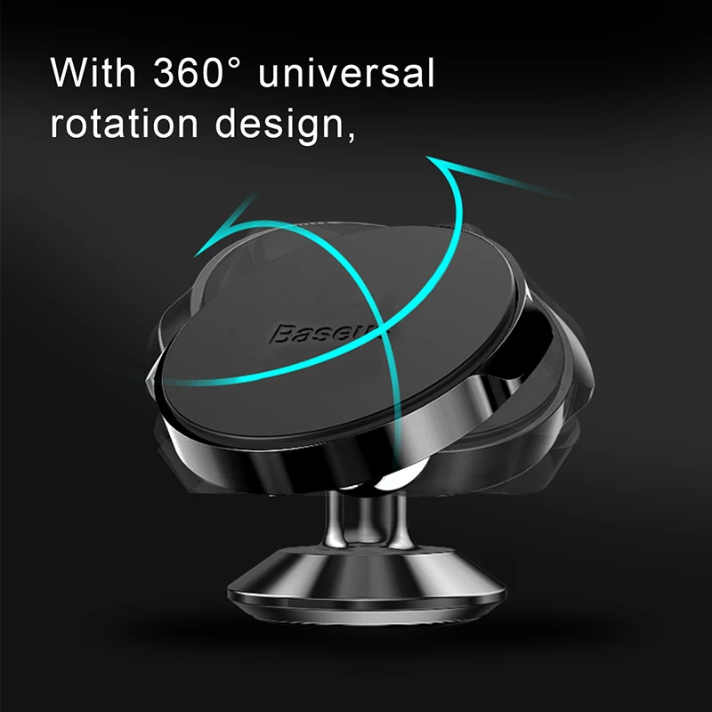 Baseus-soporte magnético de teléfono para coche, adhesivo Universal de rotación completa de Metal para iPhone