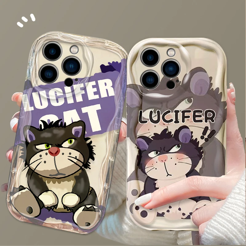Funda suave con diseño de gato Super Lucifer 3D Wave para iPhone 16 15 14 13 12 11 Pro Max X XR XS 8 7 Plus SE 2020, funda de silicona a prueba de golpes