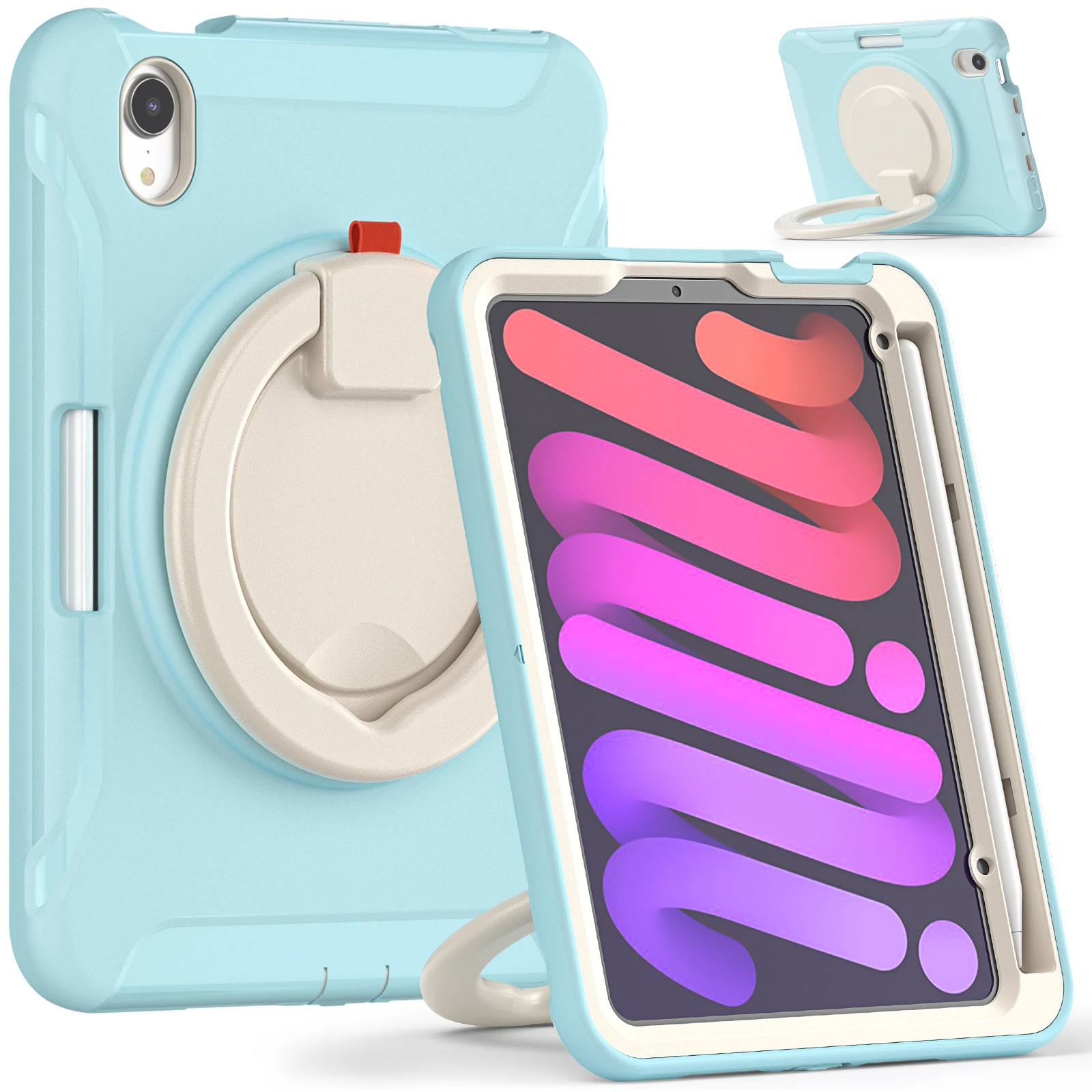 Funda para iPad Mini 7 A17 Pro 2024 Mini 7 2021 8,3 "A2993 A2995 A2996 A2567 A2568 A2569 360 soporte giratorio armadura cubierta a prueba de golpes