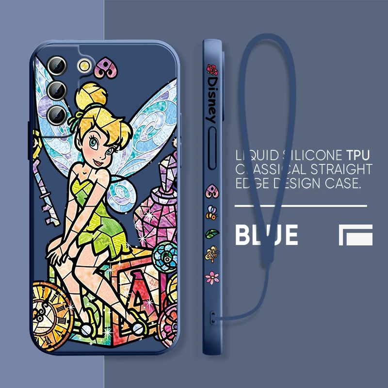Funda de teléfono Tinker Bell Alice Princess Belle para Samsung Galaxy S23, S22, S21, S20 Pro, FE, Note 20 Plus, Ultra líquida, cubierta de cuerda izquierda