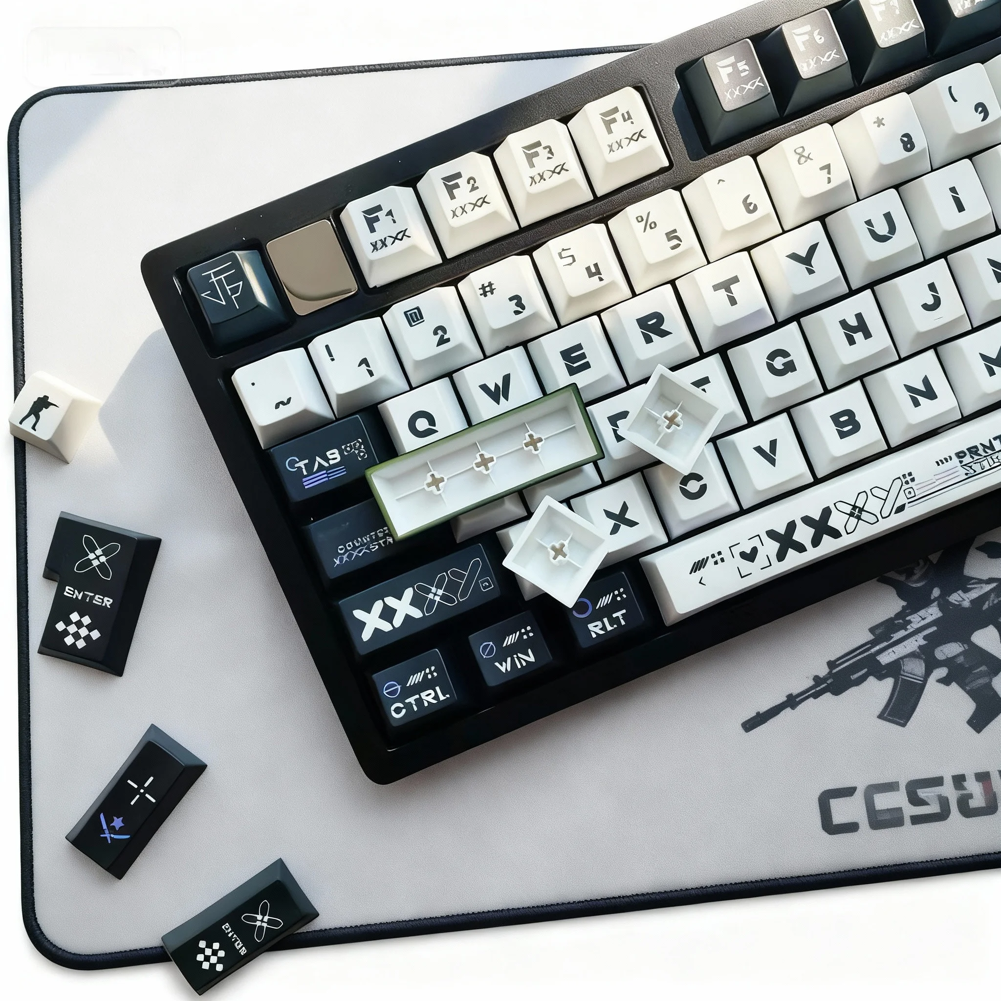 Teclas PBT de cinco lados, 130 teclas, perfil de cereza, tapa de tecla temática impresa para teclado mecánico MX Switch