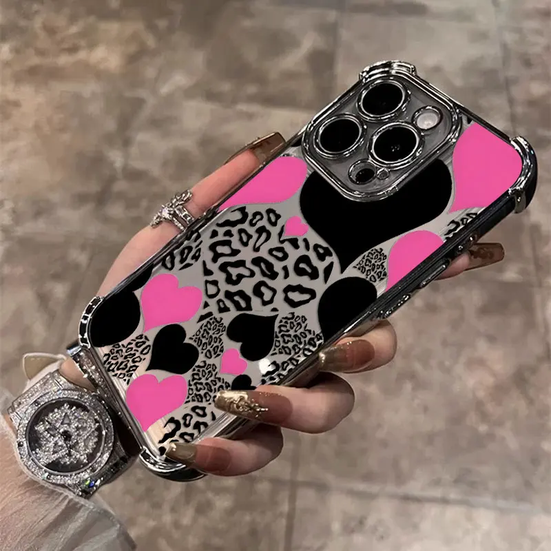 Funda chapada en corazón de leopardo de lujo para vivo V29e Y200 V27 S16 T1 S15 V25 V23 S12 Y38 Y28 Y03 Y17s Y78 Y36 Y27 4G 5G - imagen 4
